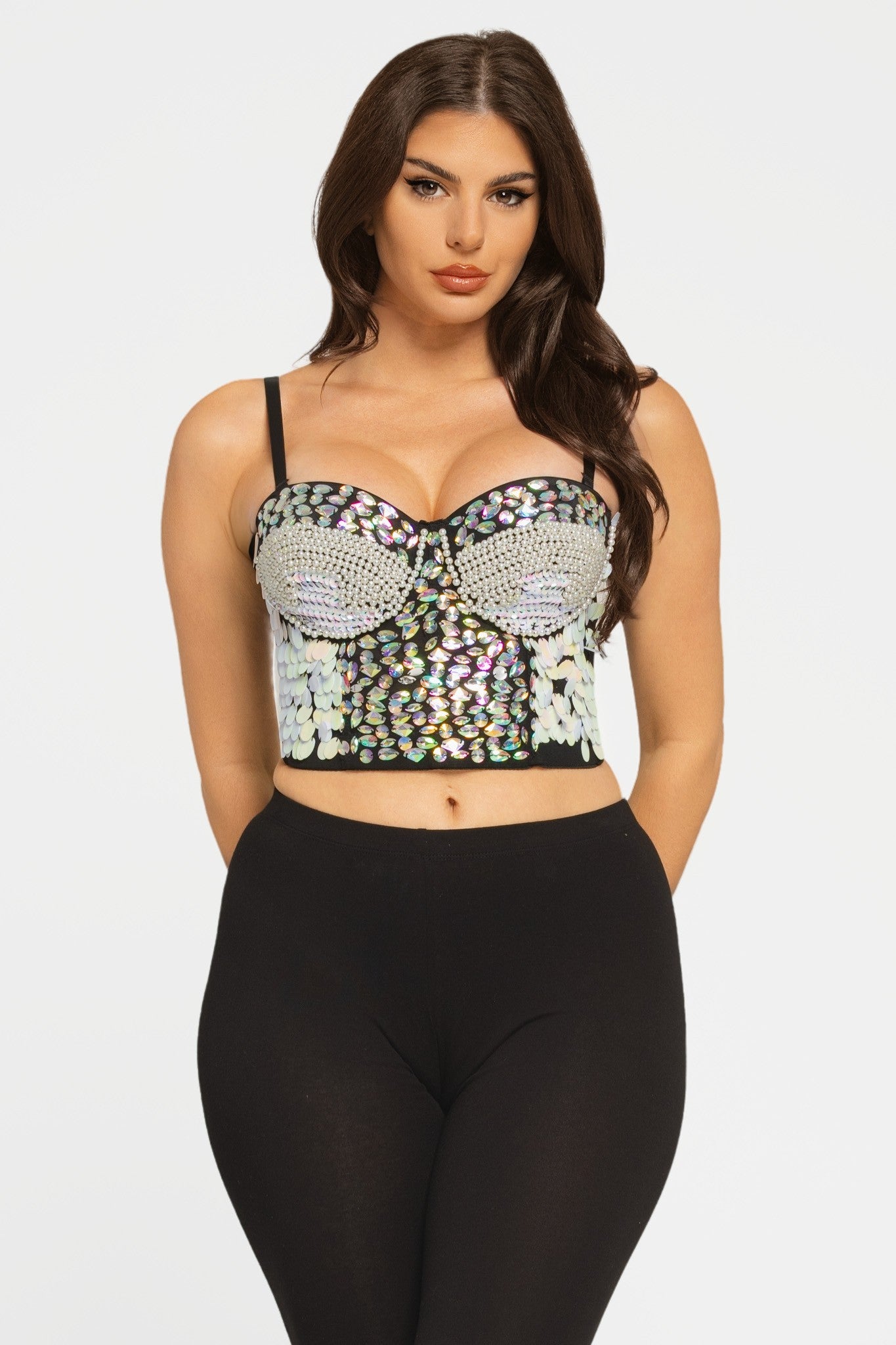 Pearls, Sequins And Stones Bustier Top