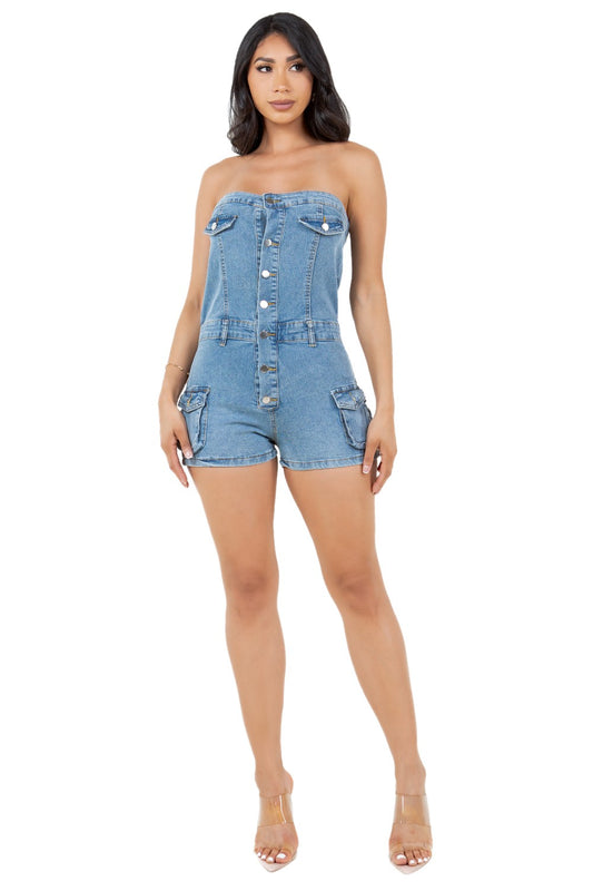 Halter Denim Romper