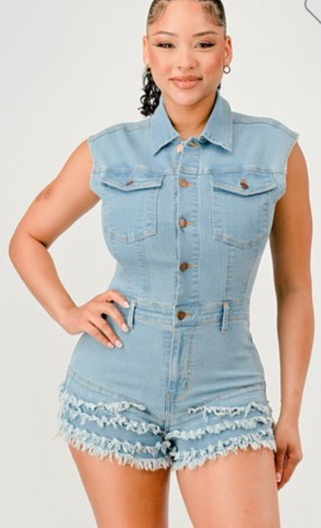 Denim Romper | Light