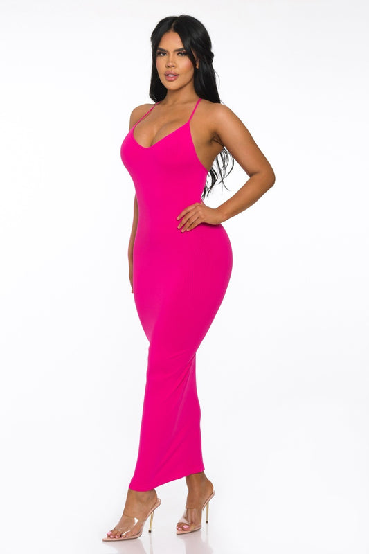 MULTI COLORS Of LONG Spaghetti Strap Maxi Dress
