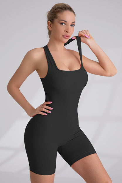 Open Back Yoga Romper With Padded Bra