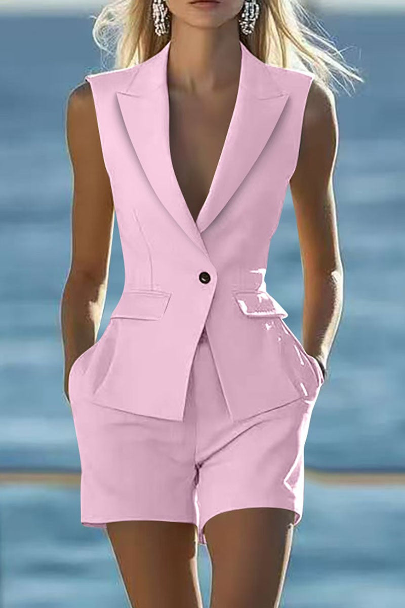 Pink Vest Short Set
